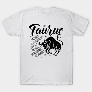 Taurus Zodiac Sign Positive Personality Traits T-Shirt